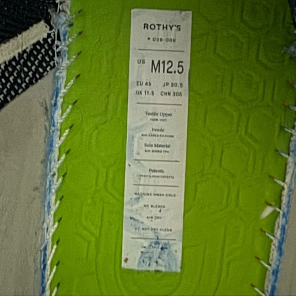 Rothys Mens RS01 Low Lace Up Sneaker US 12.5 EU 45 Off White Navy Casual Comfy - Picture 14 of 14